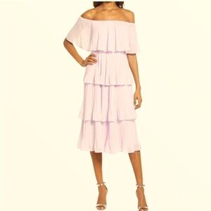 Just be Cream Off the Shoulder Tiered Midi Dress size Small